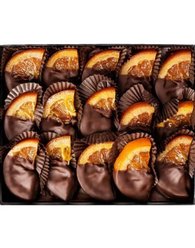 Cáscaras de naranja confitadas con chocolate