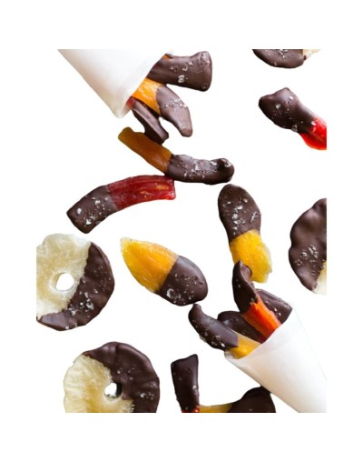 Frutas deshidratadas con chocolate