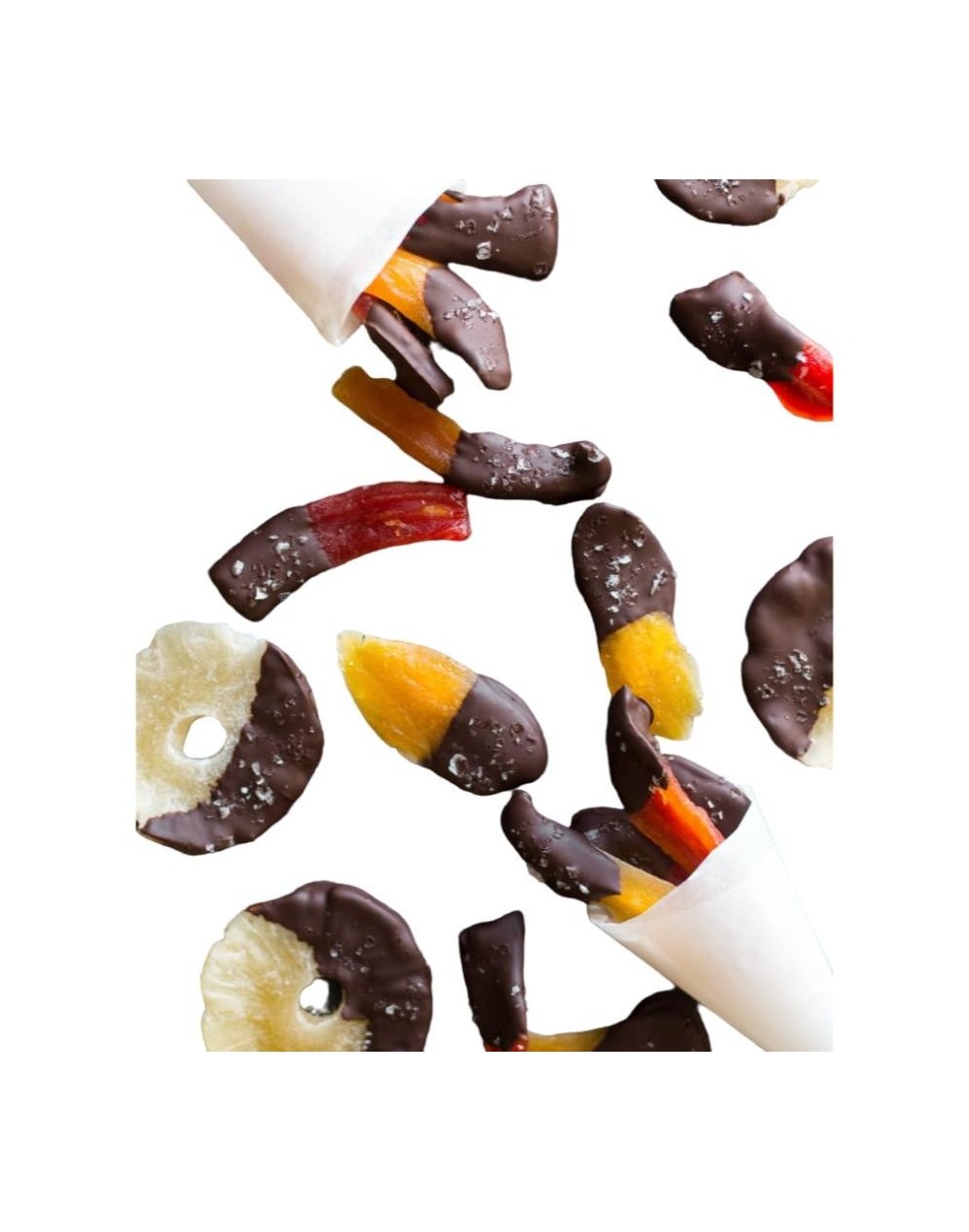 Frutas deshidratadas con chocolate