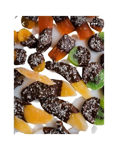 Frutas deshidratadas con chocolate