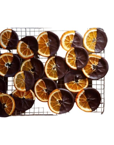 Naranja deshidratada en rodajas con y sin chocolate