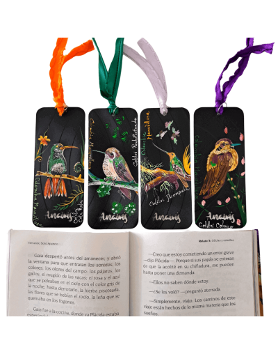 Separadores para libro Colibríes pintados a mano