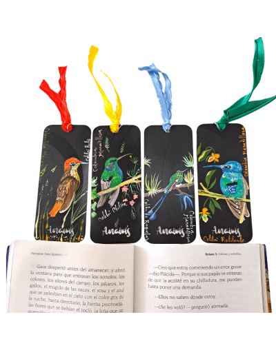 Separadores para libro Colibríes pintados a mano