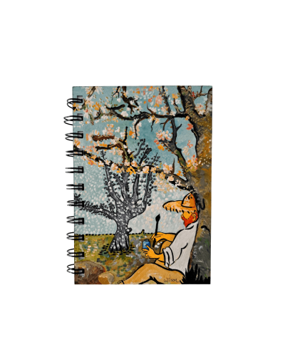Libreta van Gogh en disco de vinilo pintada a mano