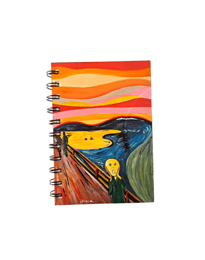 Libreta el Grito en disco de vinilo pintada a mano