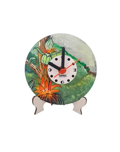 Reloj escritorio Flor Amazónica pintado a mano