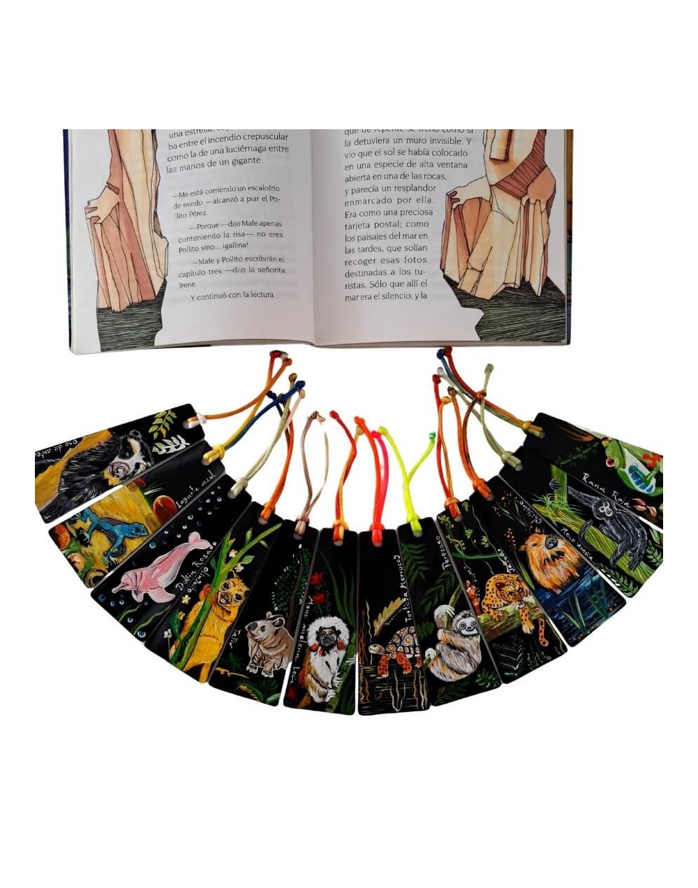 Separadores para libro Fauna Colombiana pintados a mano
