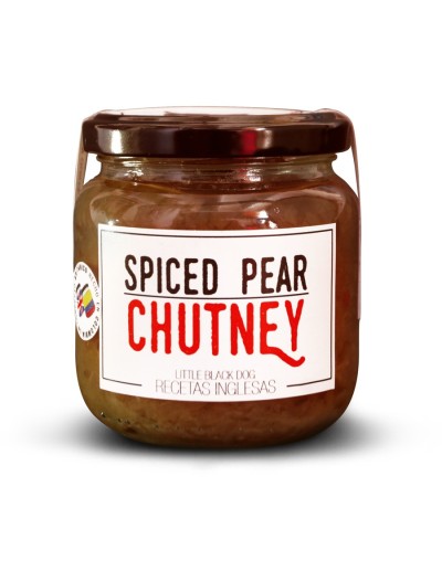 Spiced pear chutney o conserva británica de pera cebolla manzana y especias