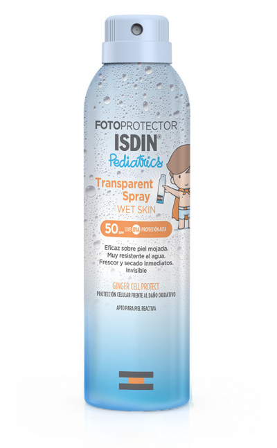 Fotoprotector Isdin Transparent Spray WET SKIN Pediatrics SPF 50+