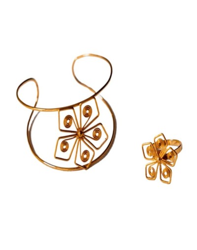 Brazalete y anillo flor infinito