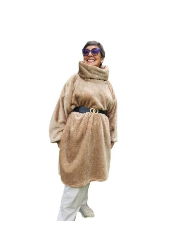 Ruana con manga camel