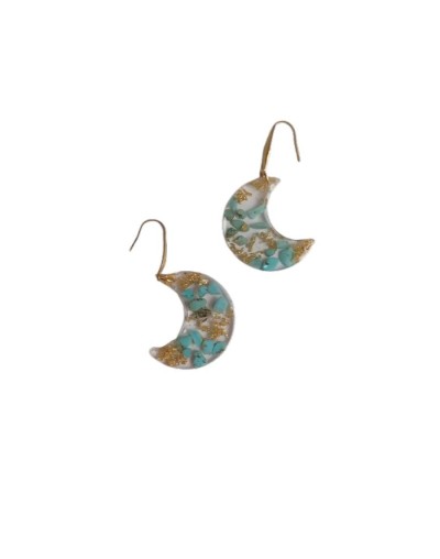 Aretes de media luna piedra natural