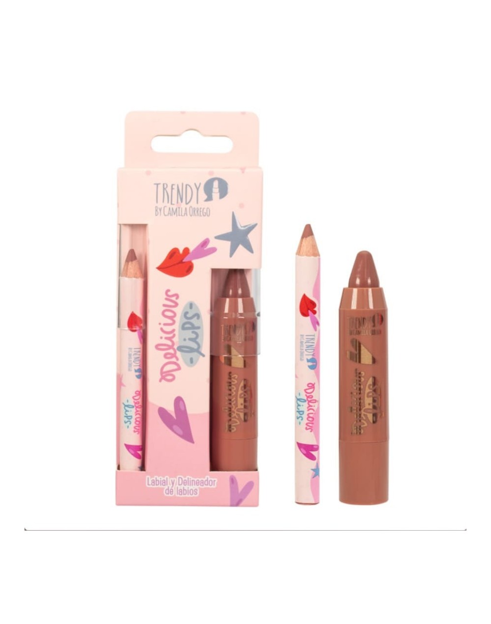 KIT DE LABIOS DELICIOUS LIPS CRAYOLA Y DELINEADOR TRENDY