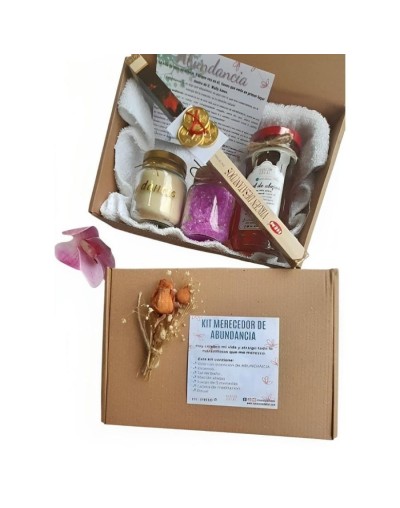 Kit soy merecedor de abundancia miel sal de baño vela abundancia y tarjeta meditación incienso y trío monedas