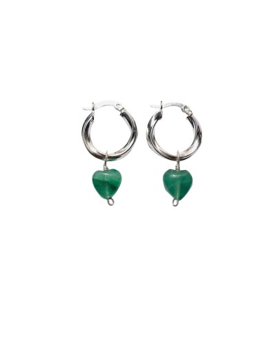 Hoops plata jade corazón
