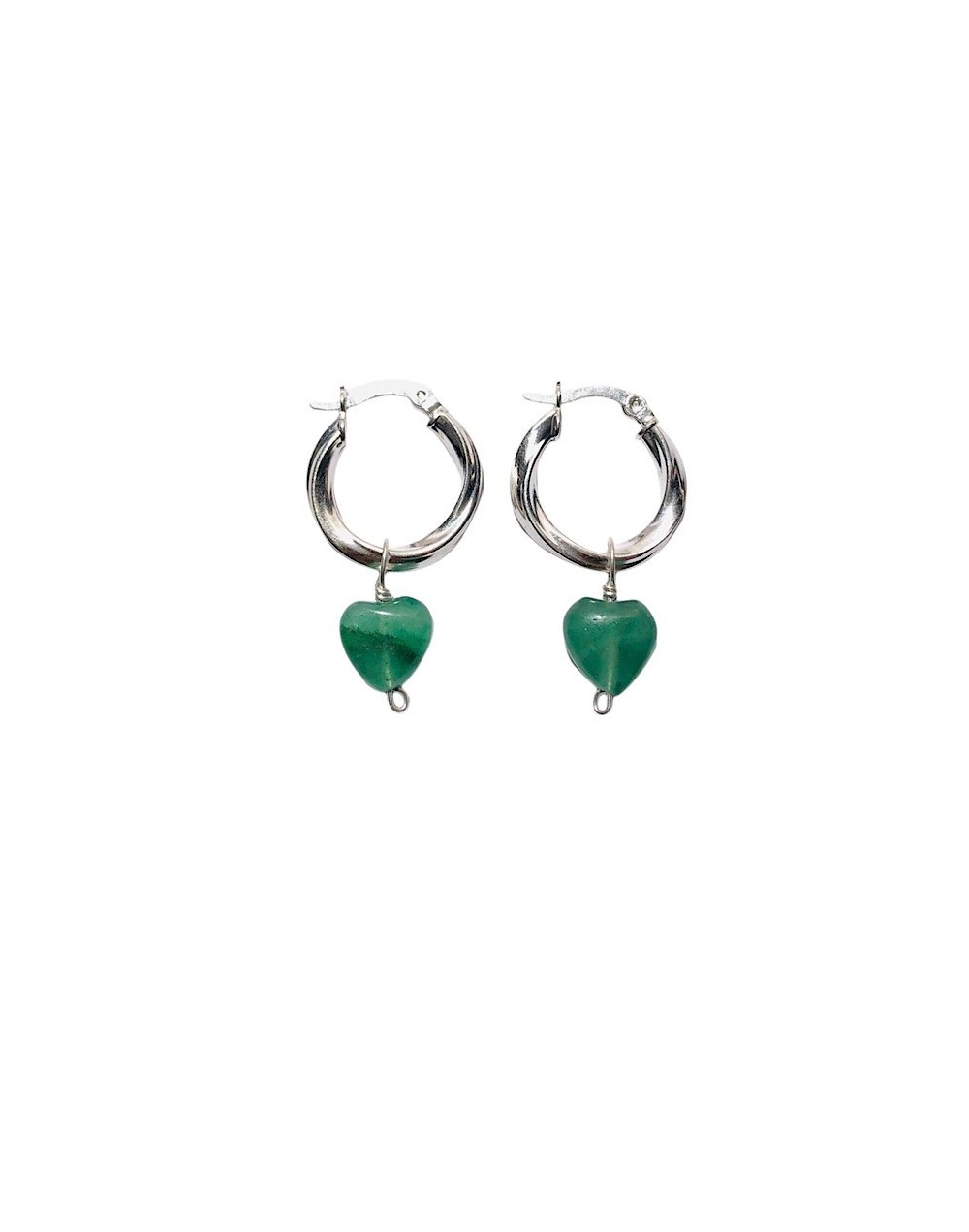 Hoops plata jade corazón