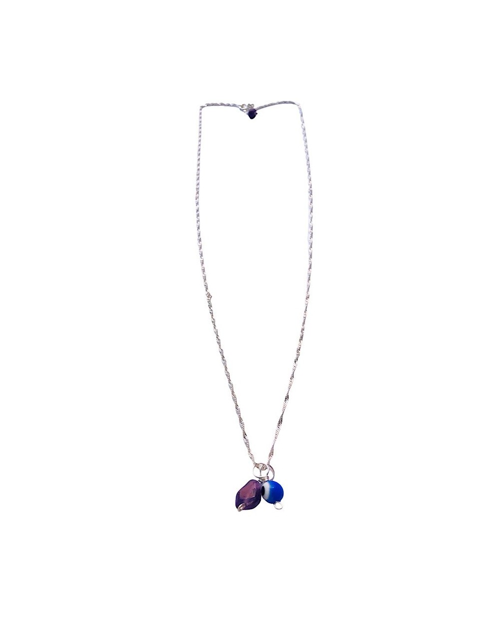 Collar en plata amatista y ojo turco