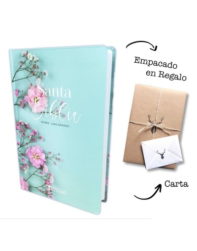 Biblia de Letra Grande Flores Turquesa Reina Valera 1960