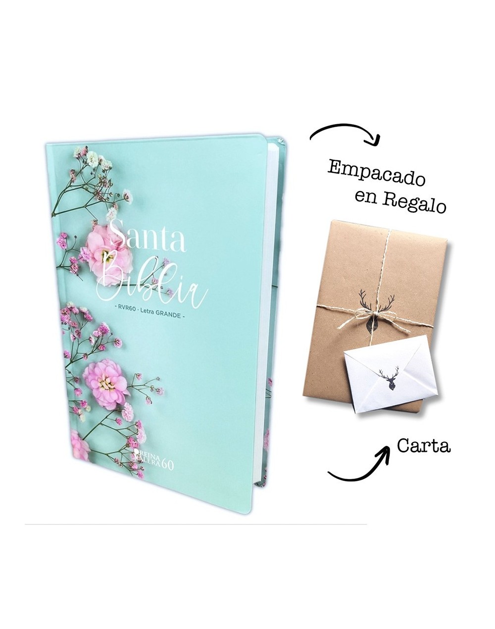 Biblia de Letra Grande Flores Turquesa Reina Valera 1960