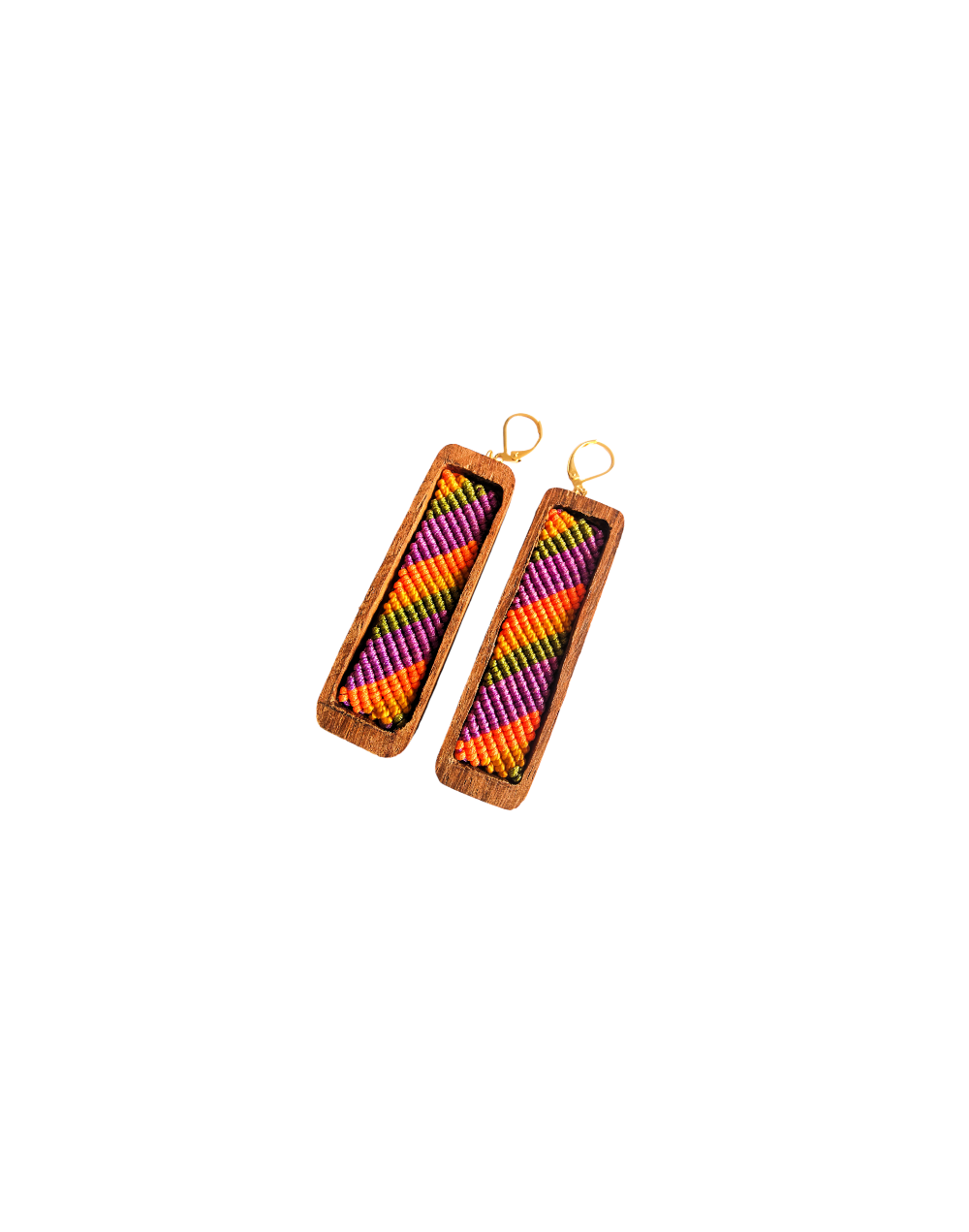 Aretes madera - macramé