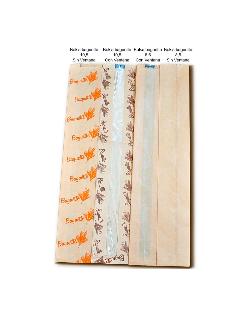 Bolsa baguette sin ventana kraft tamaño 1