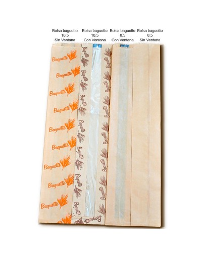 Bolsa baguette con ventana con impresión genérica tamaño 1