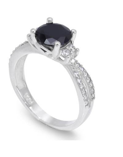 Princess anillo piedra negra