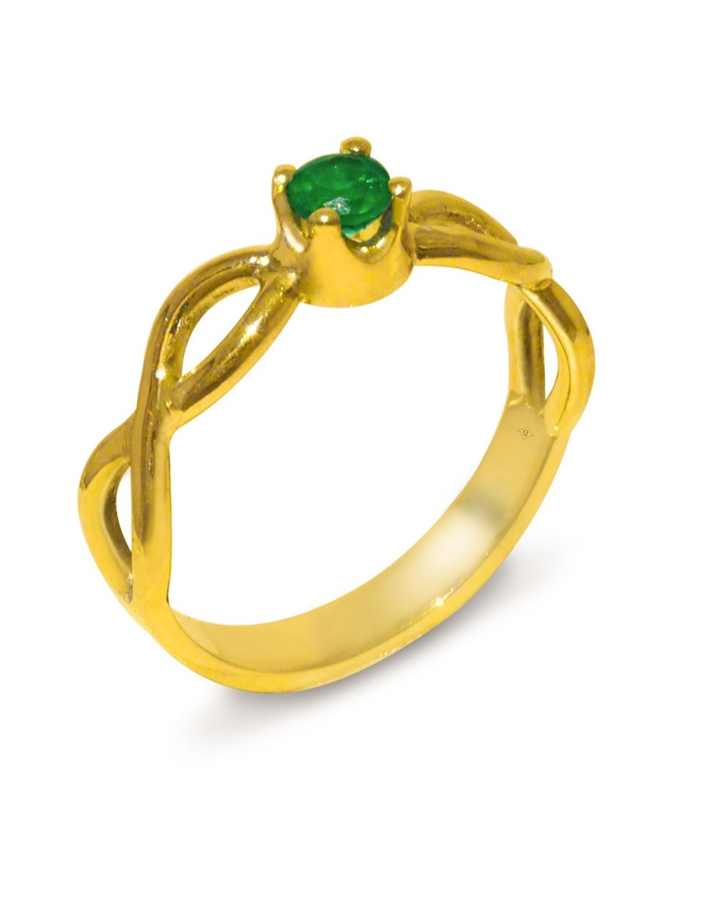 Entrelazos dorados y esmeralda anillo