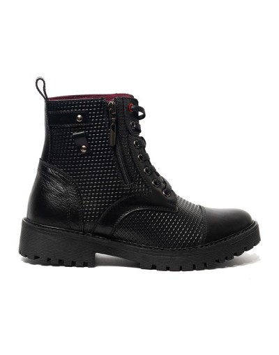Botines en cuero para mujer outlet shop vicenzo rombos negro