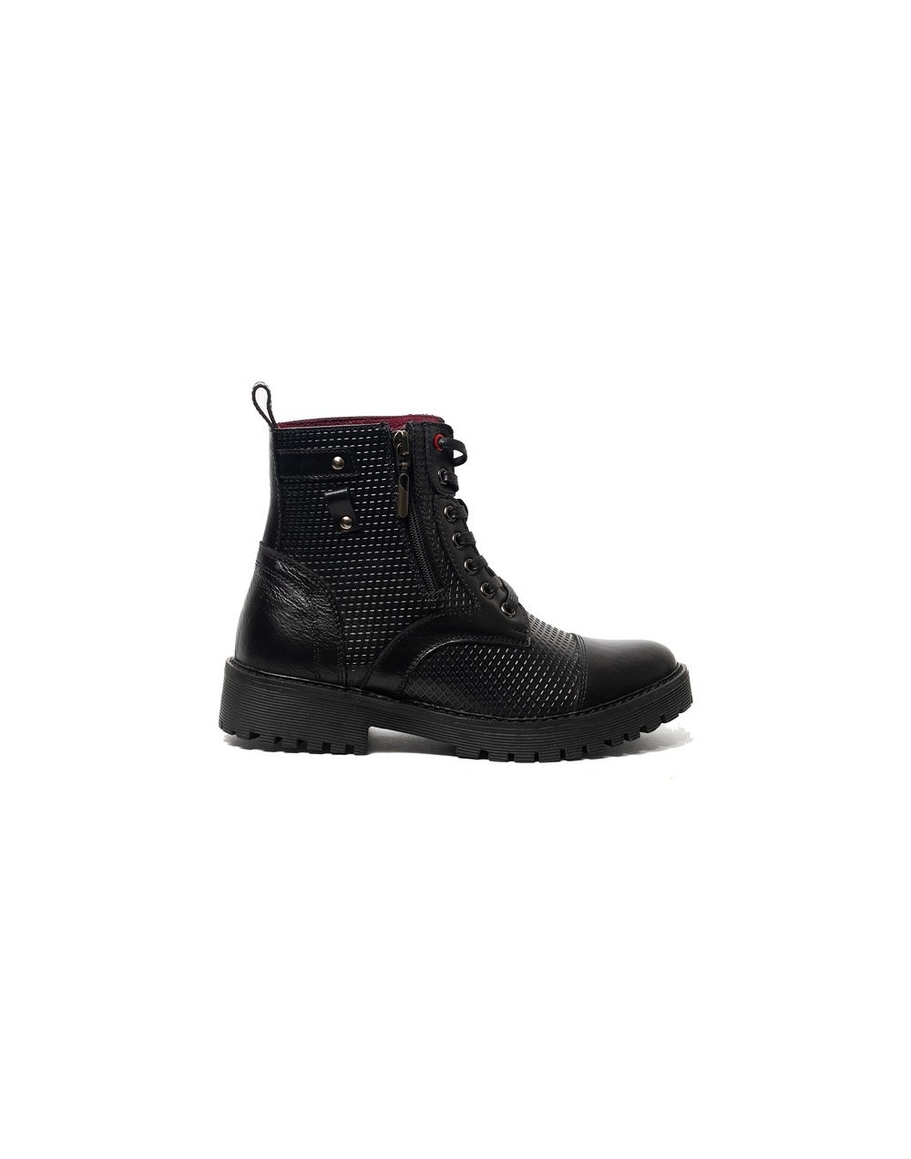 Botines en cuero para mujer outlet shop vicenzo rombos negro
