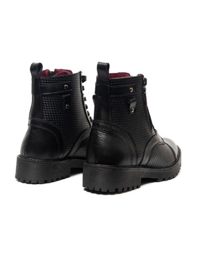 Botines en cuero para mujer outlet shop vicenzo rombos negro
