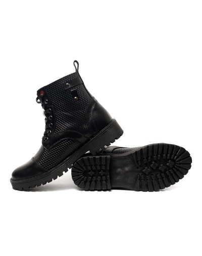 Botines en cuero para mujer outlet shop vicenzo rombos negro