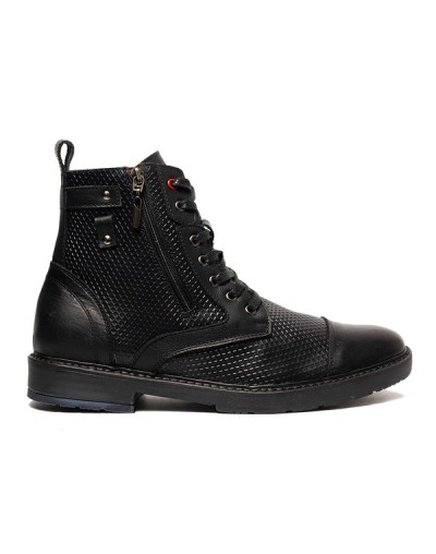 Botines en cuero para hombre outlet shop vicenzo rombos negro