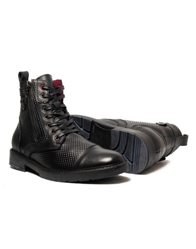 Botines en cuero para hombre outlet shop vicenzo rombos negro