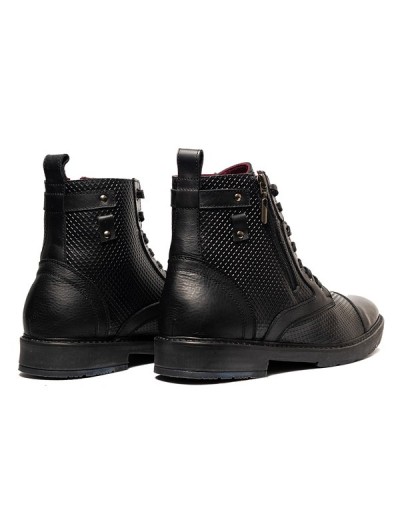 Botines en cuero para hombre outlet shop vicenzo rombos negro