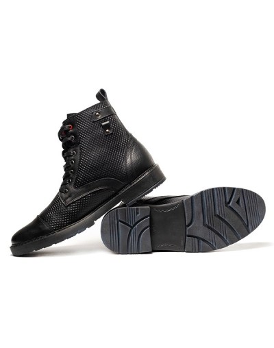 Botines en cuero para hombre outlet shop vicenzo rombos negro