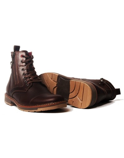 Botines en cuero para hombre outlet shop vicenzo rombos café