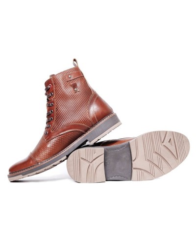 Botines en cuero para hombre outlet shop vicenzo rombos miel
