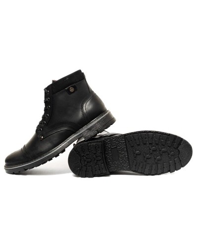 Botines en cuero para hombre outlet shop fazio negro