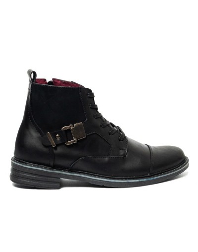 Botines en cuero para Hombre Outlet Shop VICENT Hebillas Negro
