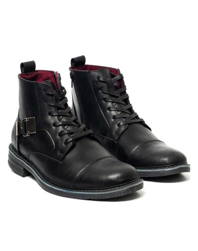 Botines en cuero para Hombre Outlet Shop VICENT Hebillas Negro