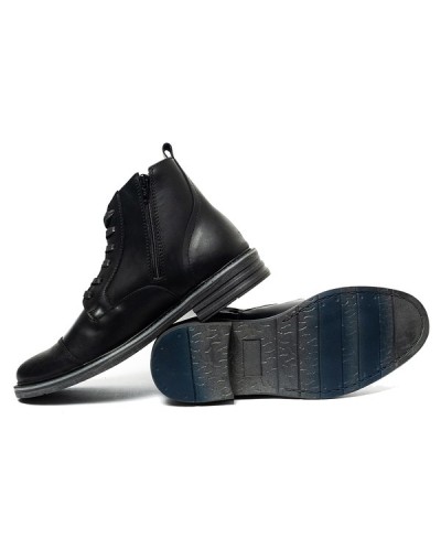 Botines en cuero para Hombre Outlet Shop VICENT Hebillas Negro