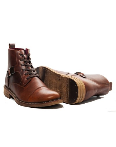 Botines en cuero para Hombre Outlet Shop VICENT Hebillas Miel