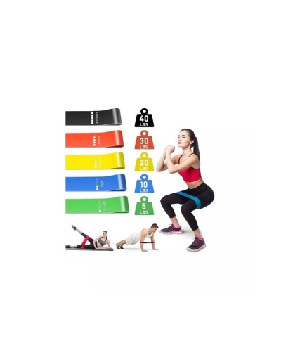 Kit bandas elásticas para pilates yoga x 5 und