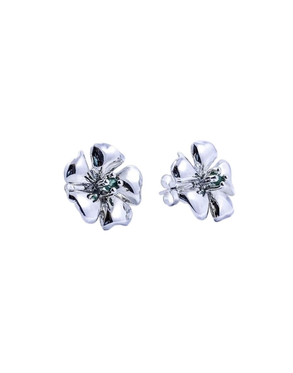 Aretes de flor con esmeralda