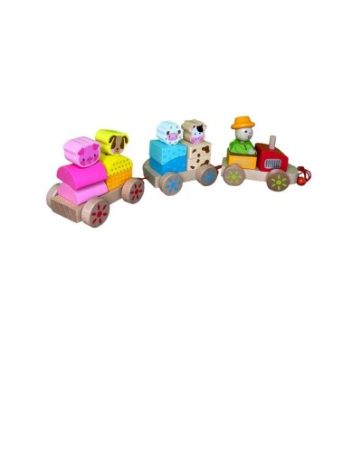 Tren en madera de animales