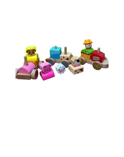 Tren en madera de animales