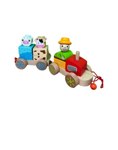 Tren en madera de animales