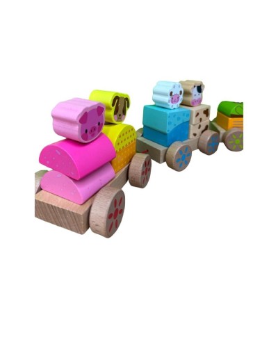 Tren en madera de animales