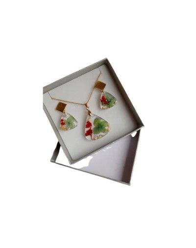 Juego de collar y aretes florecer.